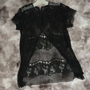 Asos See Through Lacey Black Blouse Size 8 - Summer Edgy